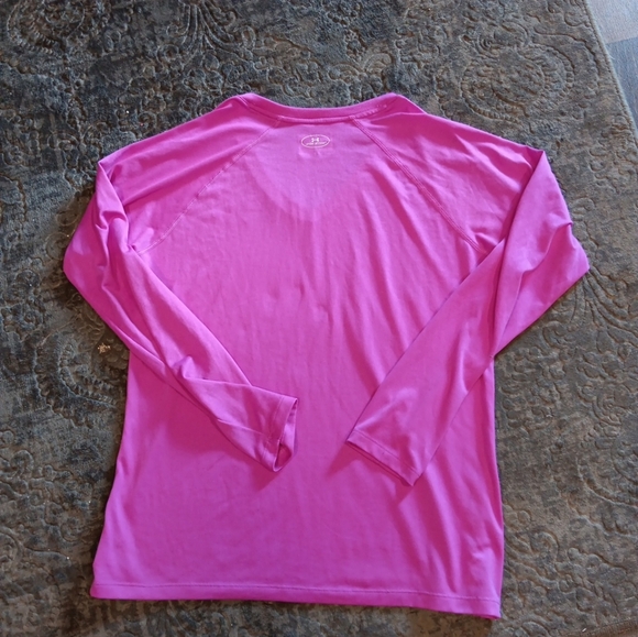 UNDER ARMOUR Heat Gear V-Neck Pink Activewear Pullover Shirt Women's Size Large - Picture 2 of 5